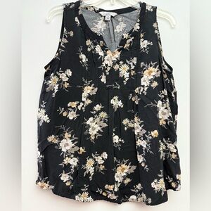 Croft & Barrow Sleeveless Black Floral Top